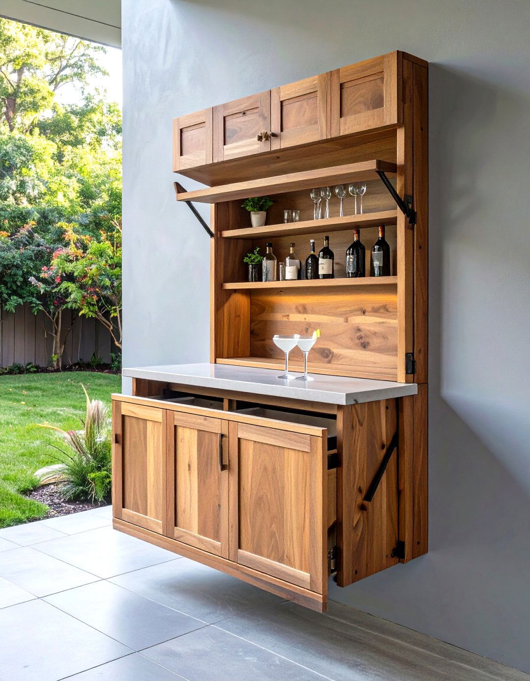 Fold Down Murphy Bar - 30 small backyard landscape ideas