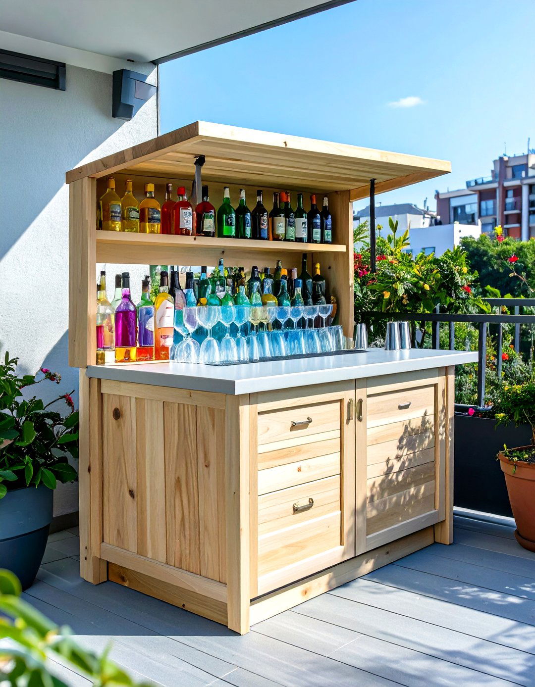 Fold Down Murphy Outdoor Bar Top - 30 outdoor bar top ideas