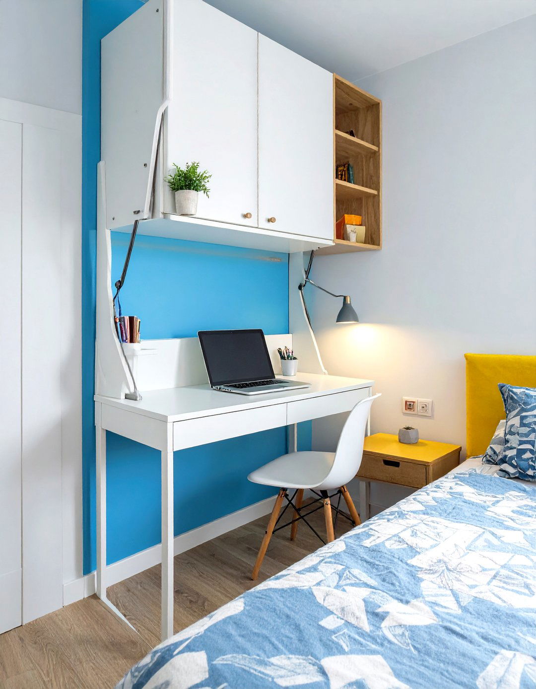 Fold Down Wall Mounted Desk - 30 small guest bedroom ideas on a budget