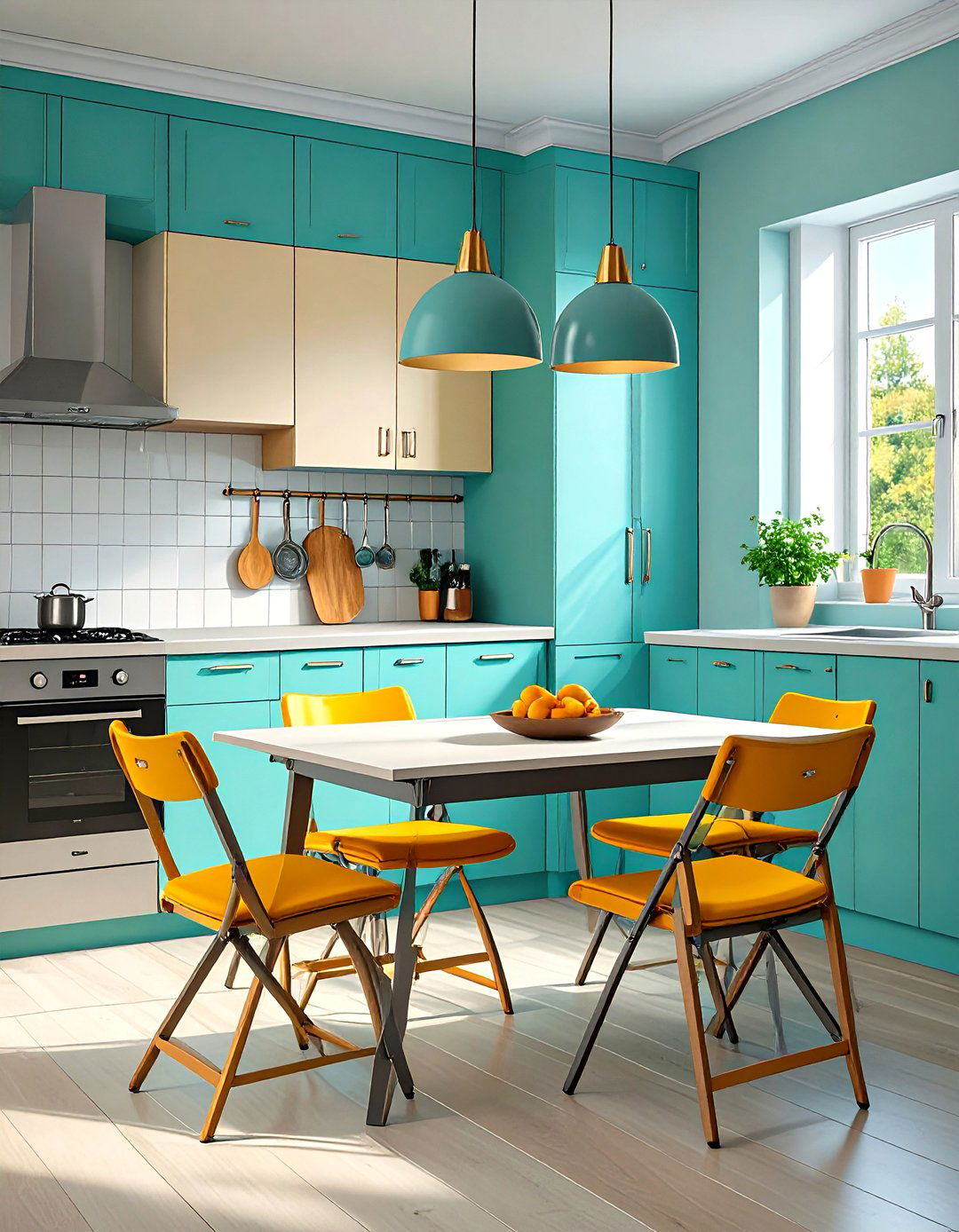 Fold Down Wall Mounted Table - 30 small simple kitchen design ideas