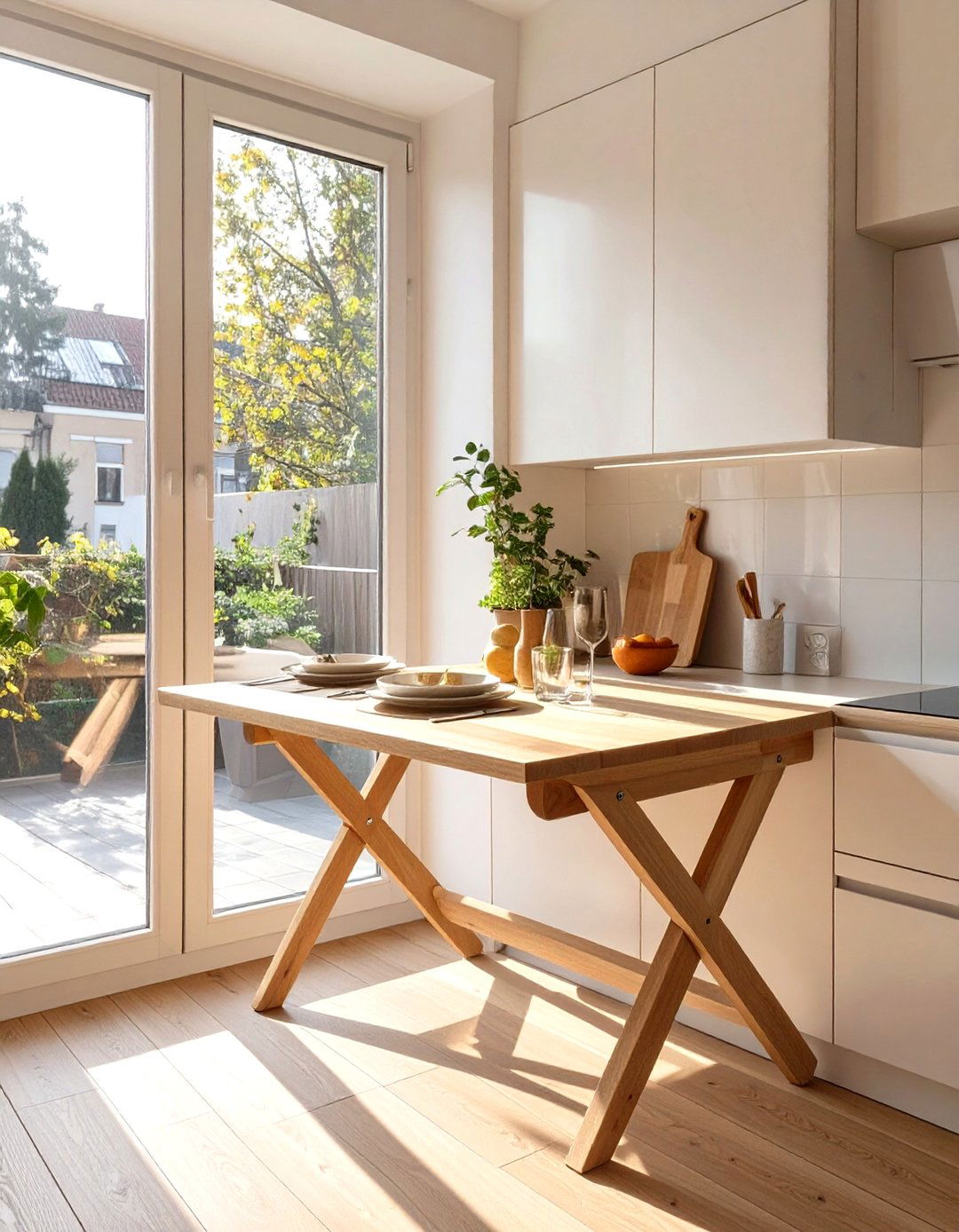 Fold Down Wall Mounted Table - 30 very small kitchen ideas