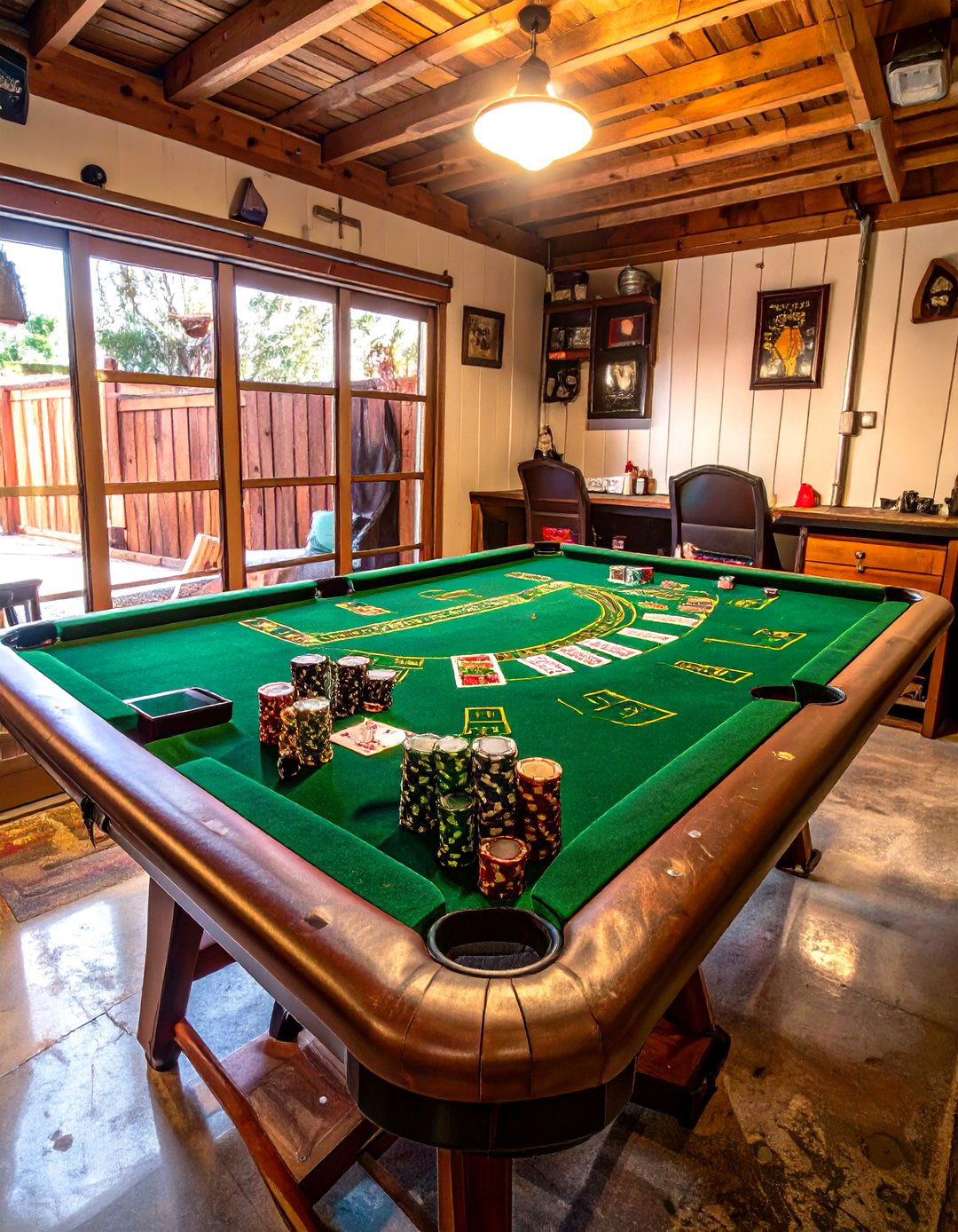 Foldable Poker Table Top for a Garage Game Night - 30 small garage man cave ideas