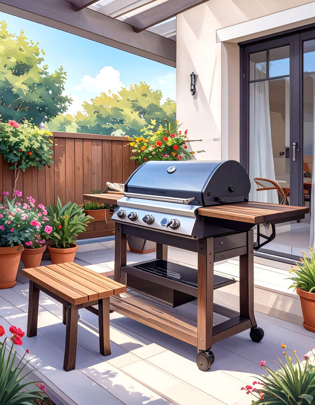 Folding Grill Side Table Station - 30 small patio grill ideas