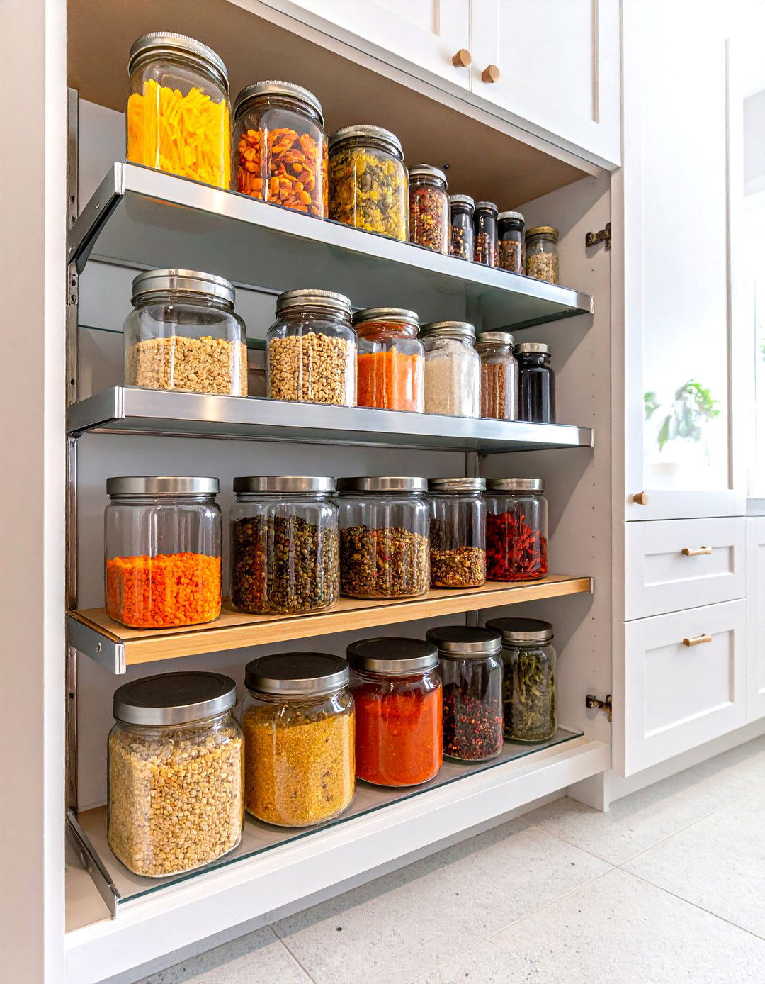 Food Riser Pantry for Cabinets - 30 pantry ideas for small kitchen