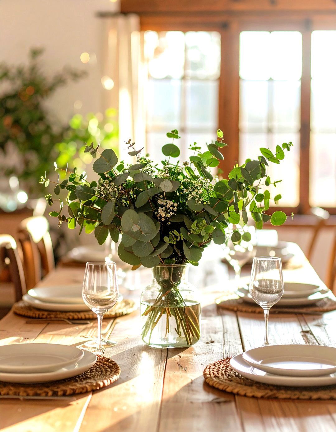 Foraged and Natural Greenery - 30 rustic dining room ideas