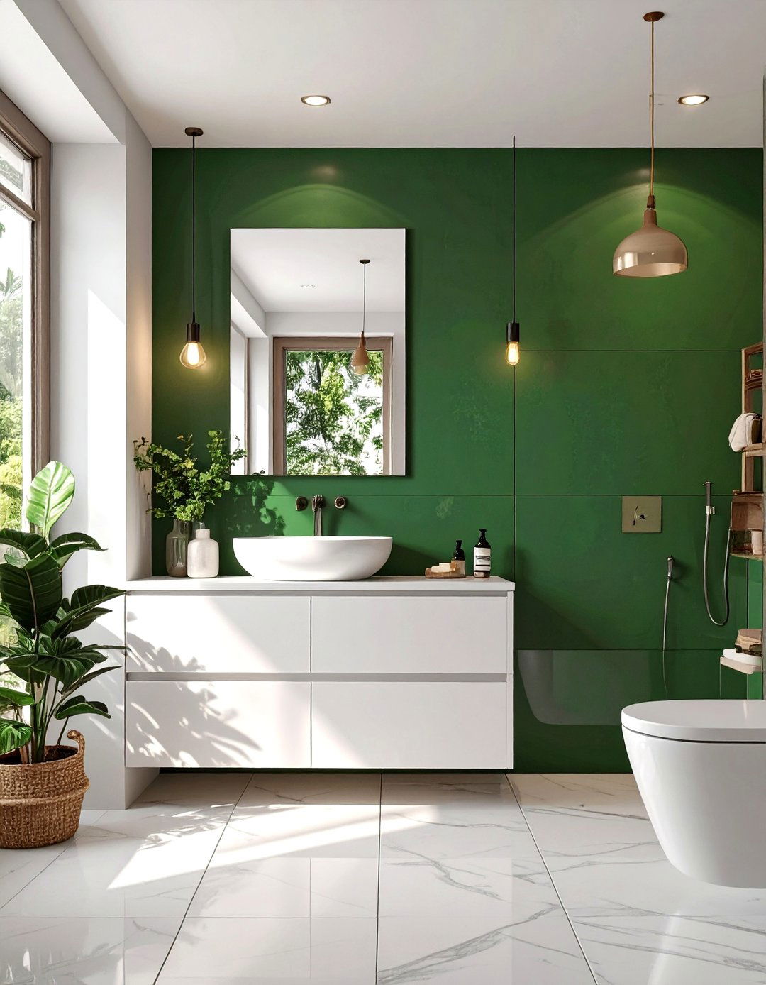 Forest Green Accent Wall Bathroom - 30 bathroom wall paint ideas