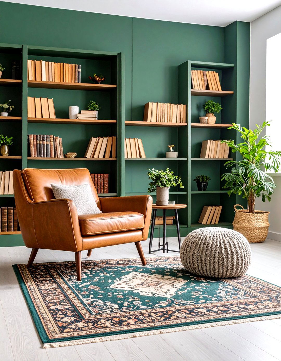 Forest Green Library Accent Wall - 30 accent wall color ideas