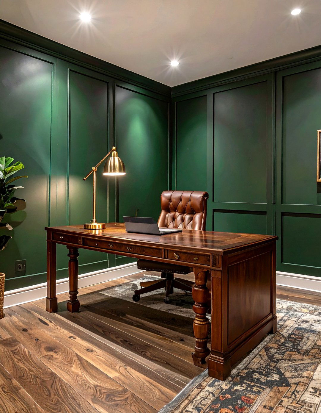 Forest Green Office - 30 basement paint color ideas