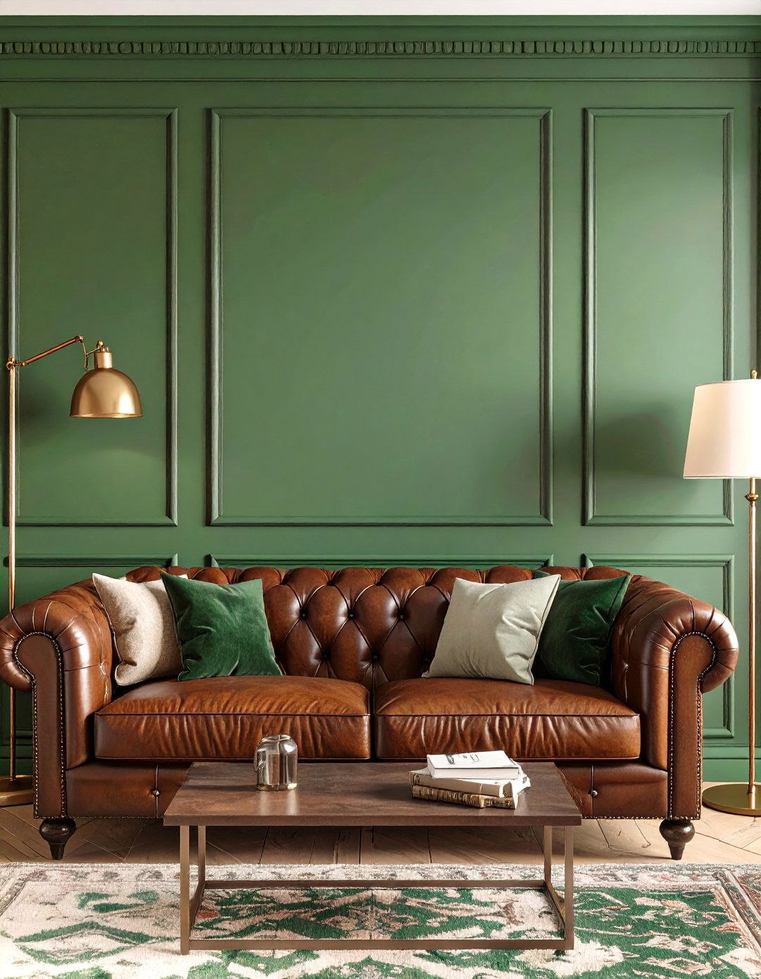 Forest Green and Brown Living Room - 30 color ideas for living room
