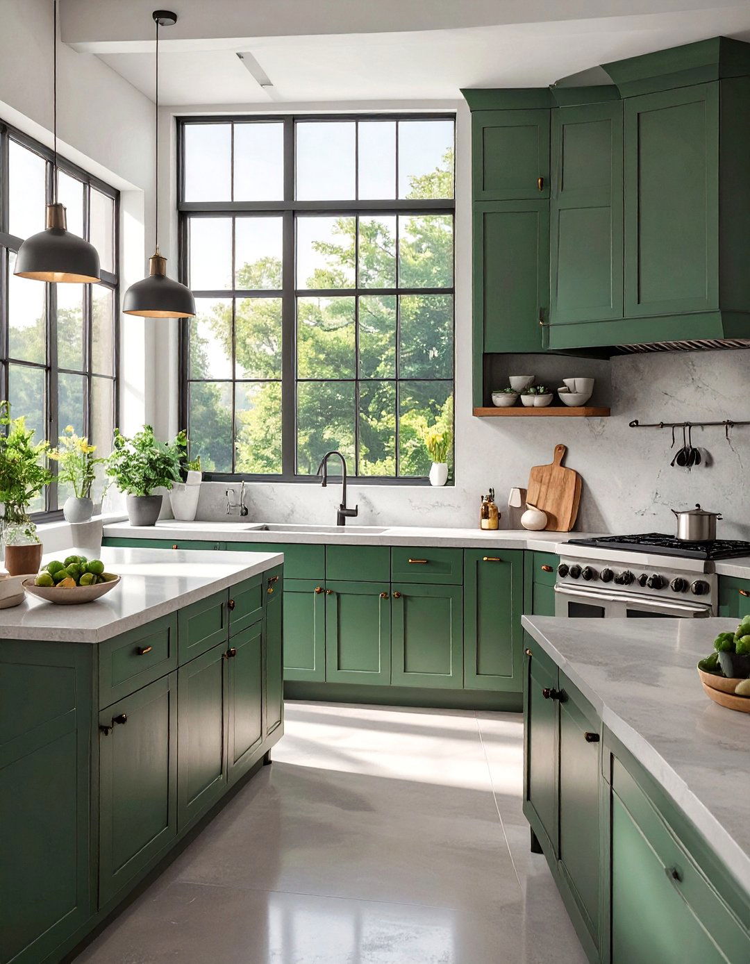 Forest Green and Concrete Kitchen - 30 colorful kitchen ideas