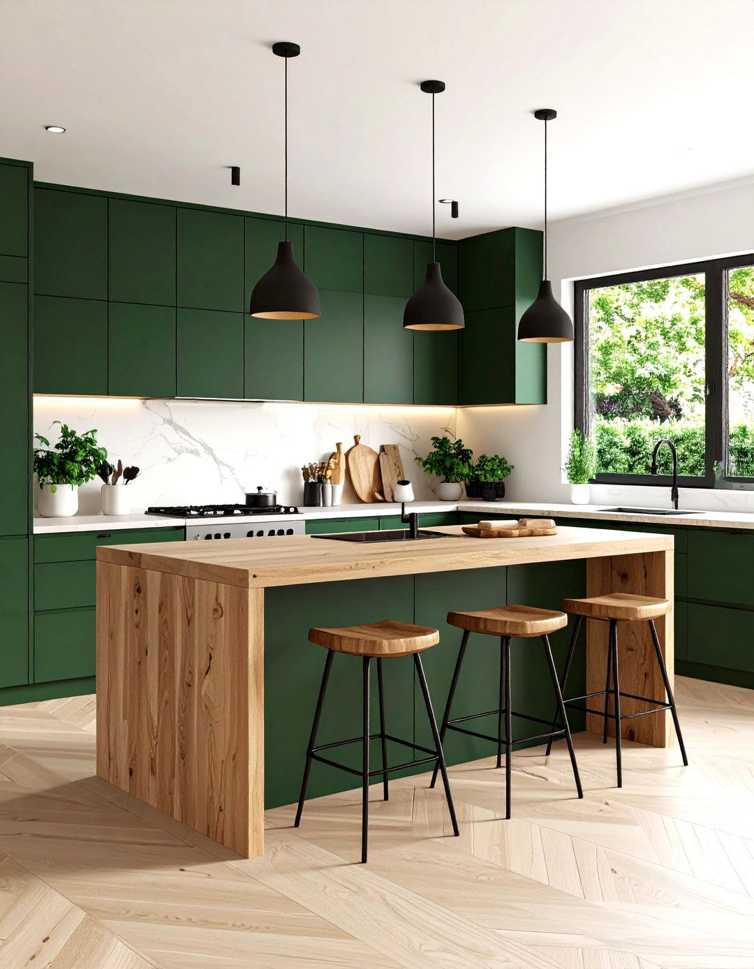 Forest Green and Cream - 30 interior design color palette ideas