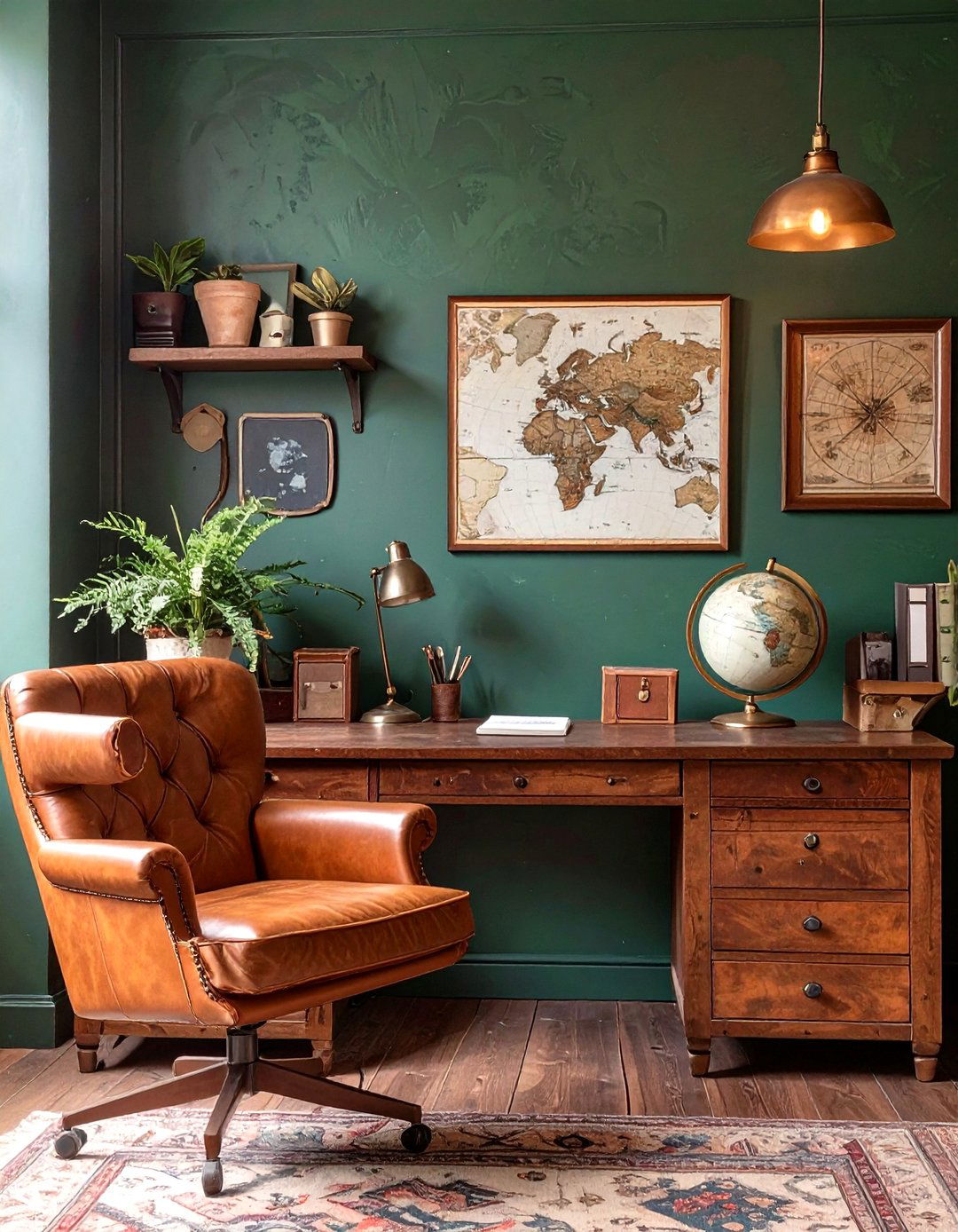 Forest Green and Tan Expedition Office - 30 office color ideas