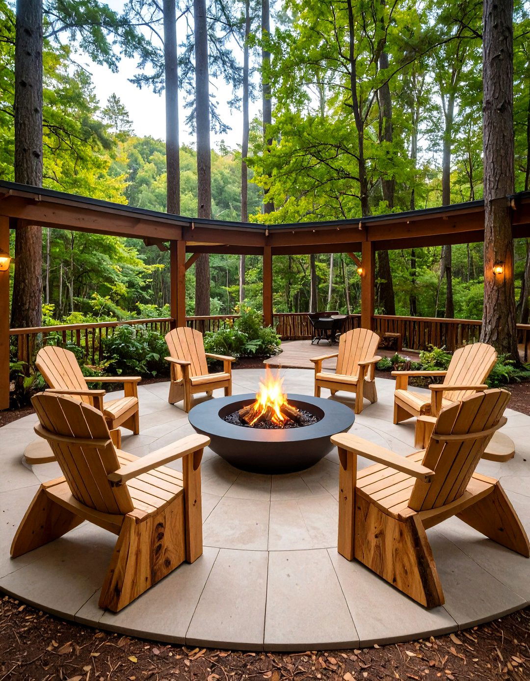 Forest Retreat Log Bench Fire Pit - 30 fire pit landscaping ideas