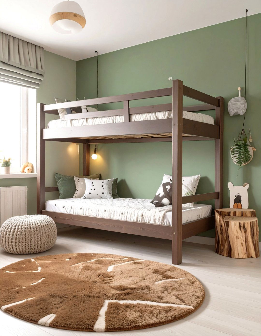Forest Themed Deep Green and Brown Boys Room - 30 boys room color ideas