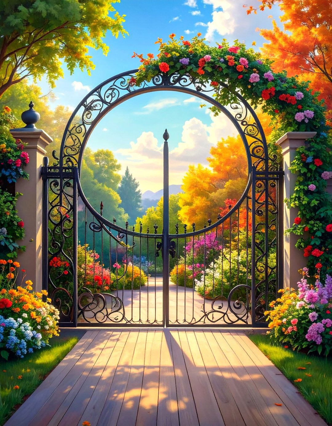Forged Metal Art Deck Gate - 30 deck gate ideas