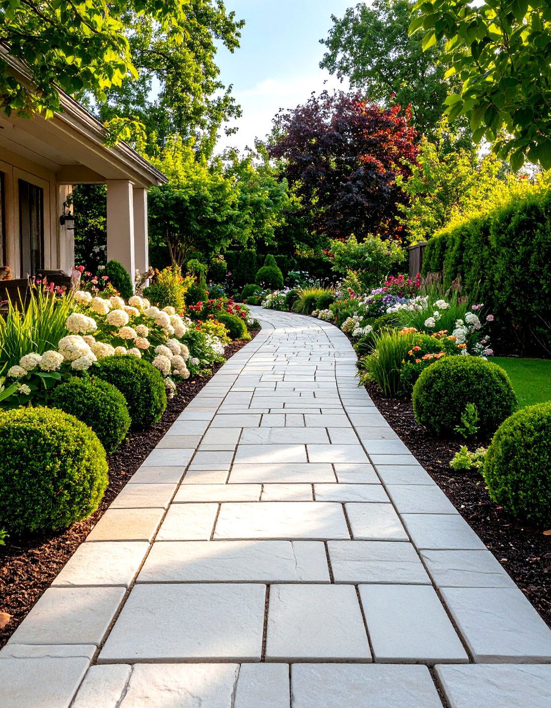 Formal Cut Stone Walkway - 30 front yard walkway ideas