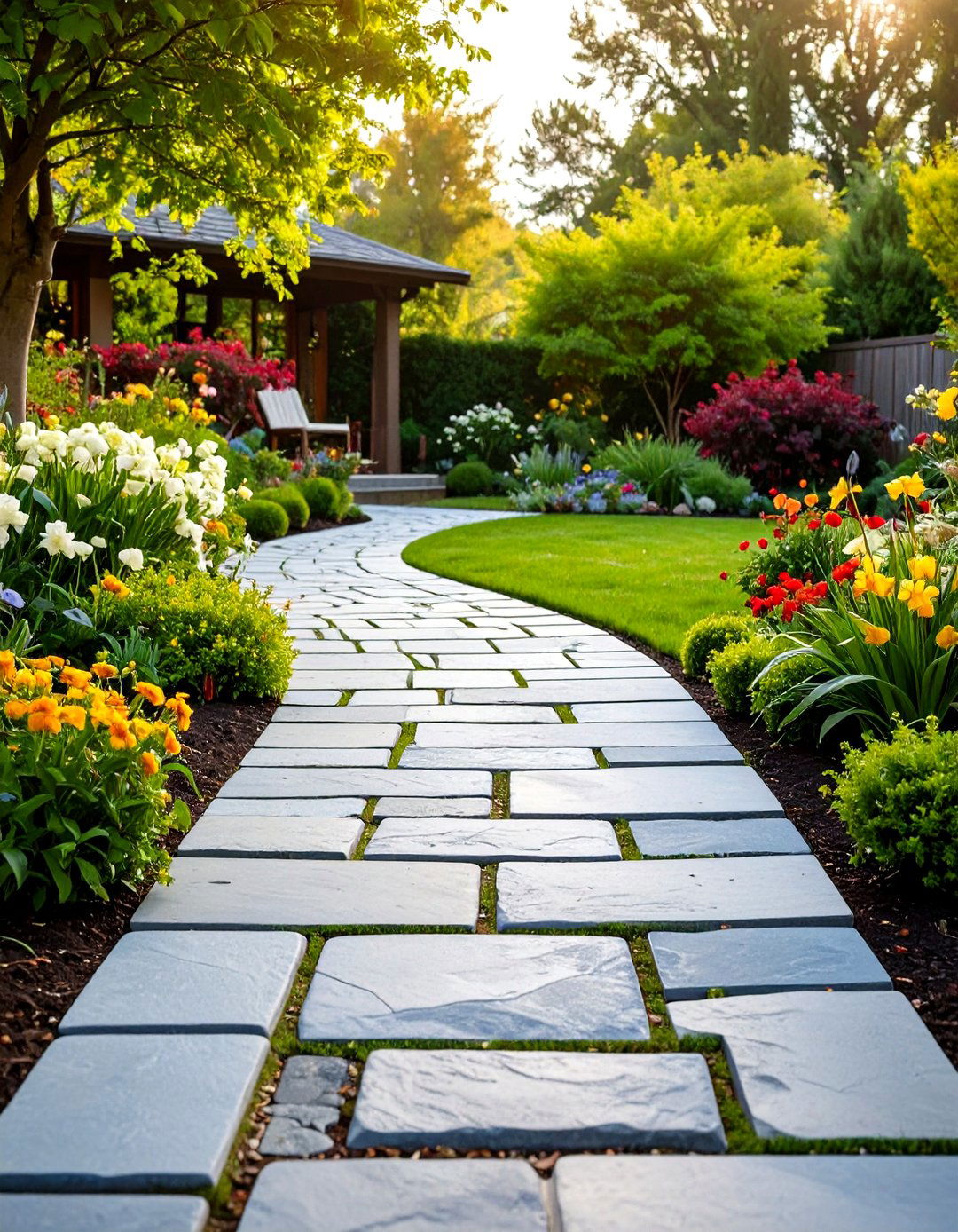 Formal Flagstone Garden Walkway - 30 garden walkway ideas