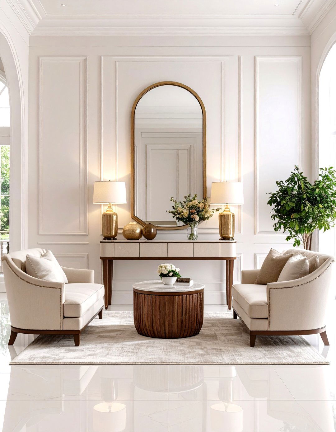 Formal Foyer with Symmetrical Layout - 30 foyer furniture ideas