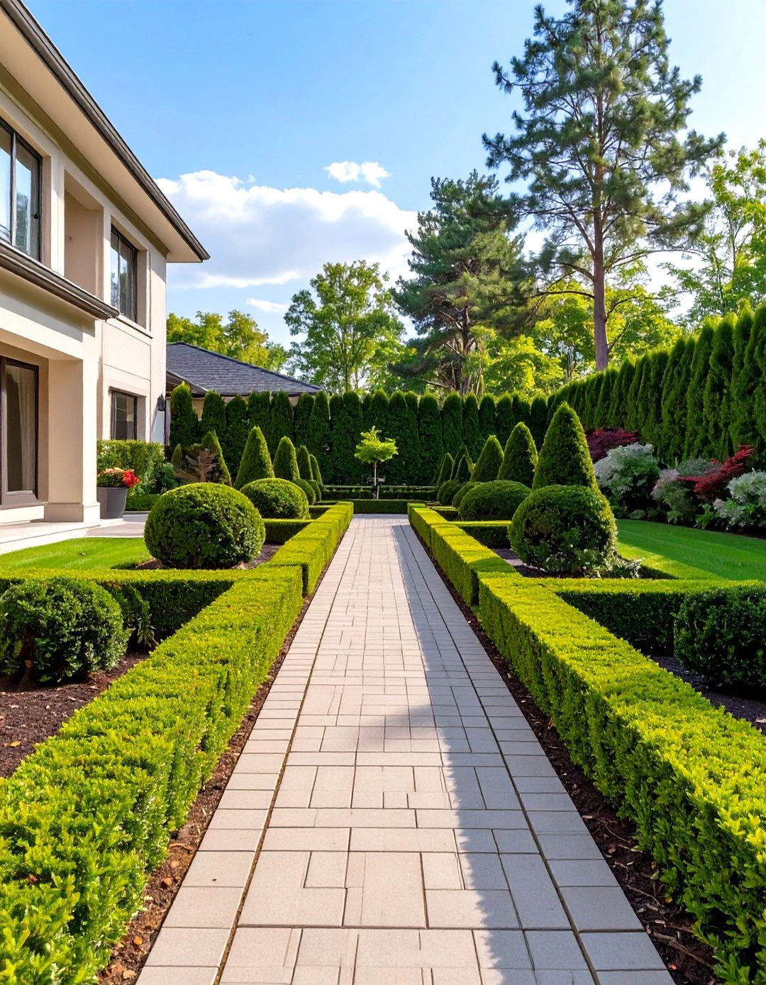 Formal Garden with Boxwood Hedges - 30 side yard landscaping ideas
