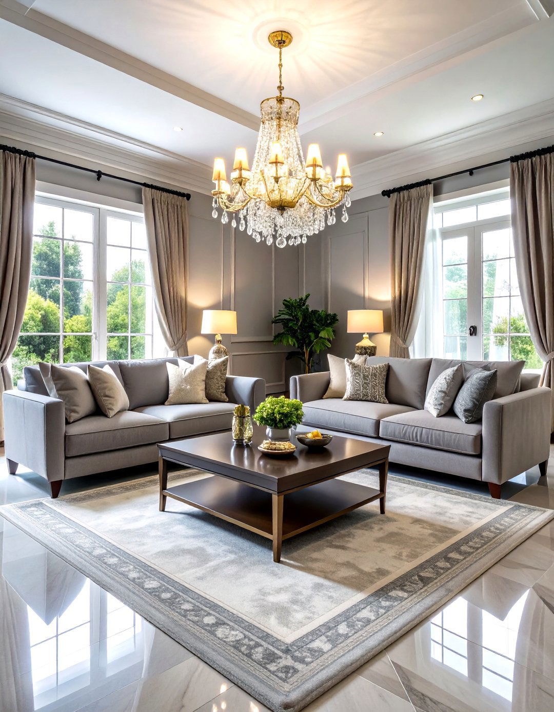 Formal Grey and White Living Room - 30 grey and white living room ideas