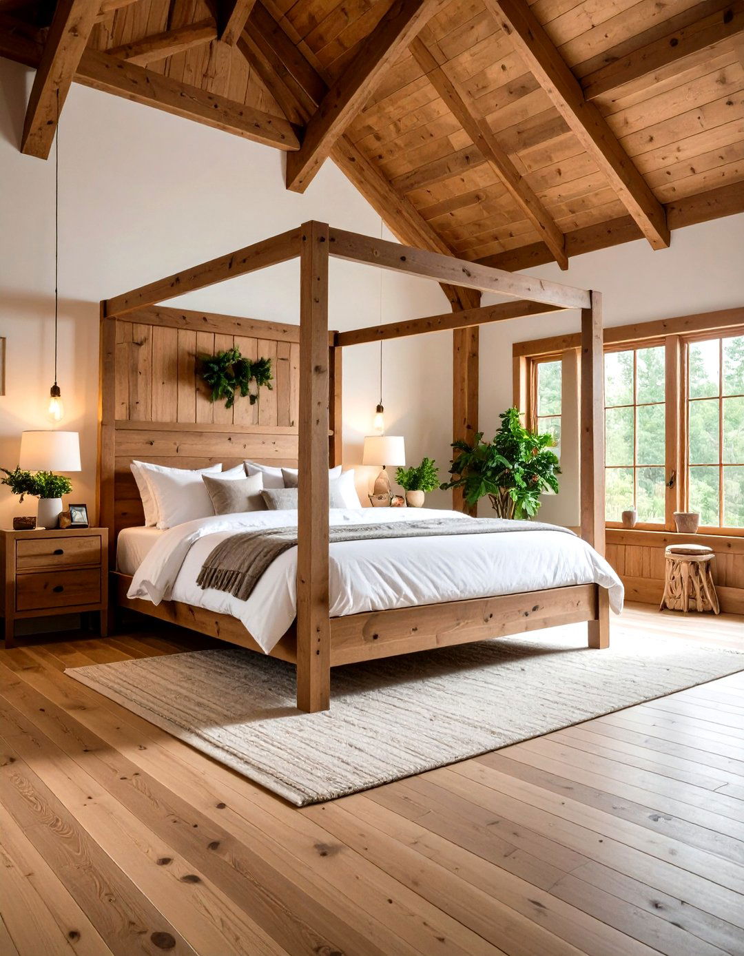 Four Poster Wooden Bed Frame - 30 rustic bedroom ideas