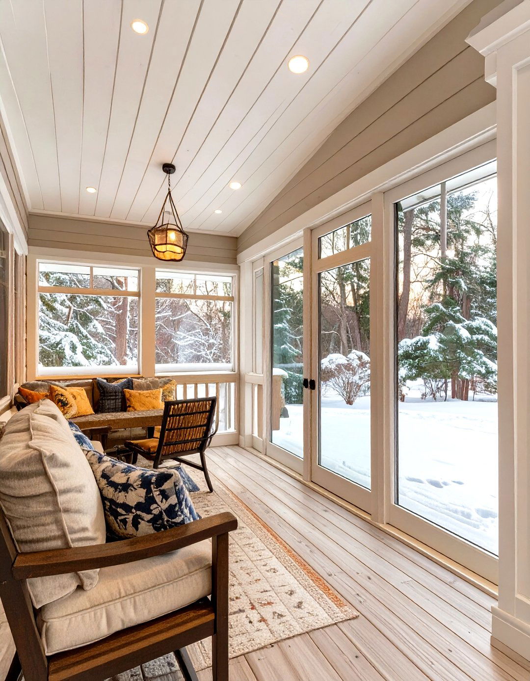 Four Season Screened In Back Porch with Glass Inserts - 30 screened in back porch ideas