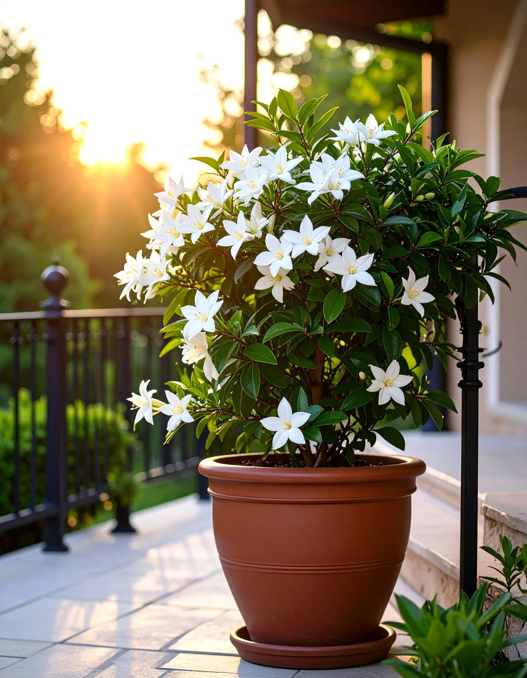 Fragrant Jasmine on a Small Obelisk - 30 patio plants ideas