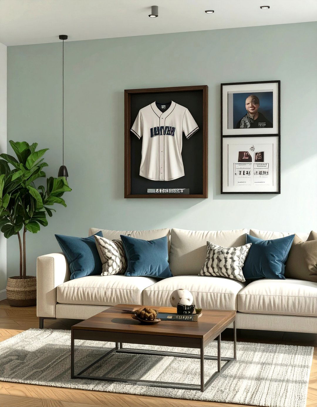 Framed Sports Memorabilia - 30 wall pictures for living room ideas