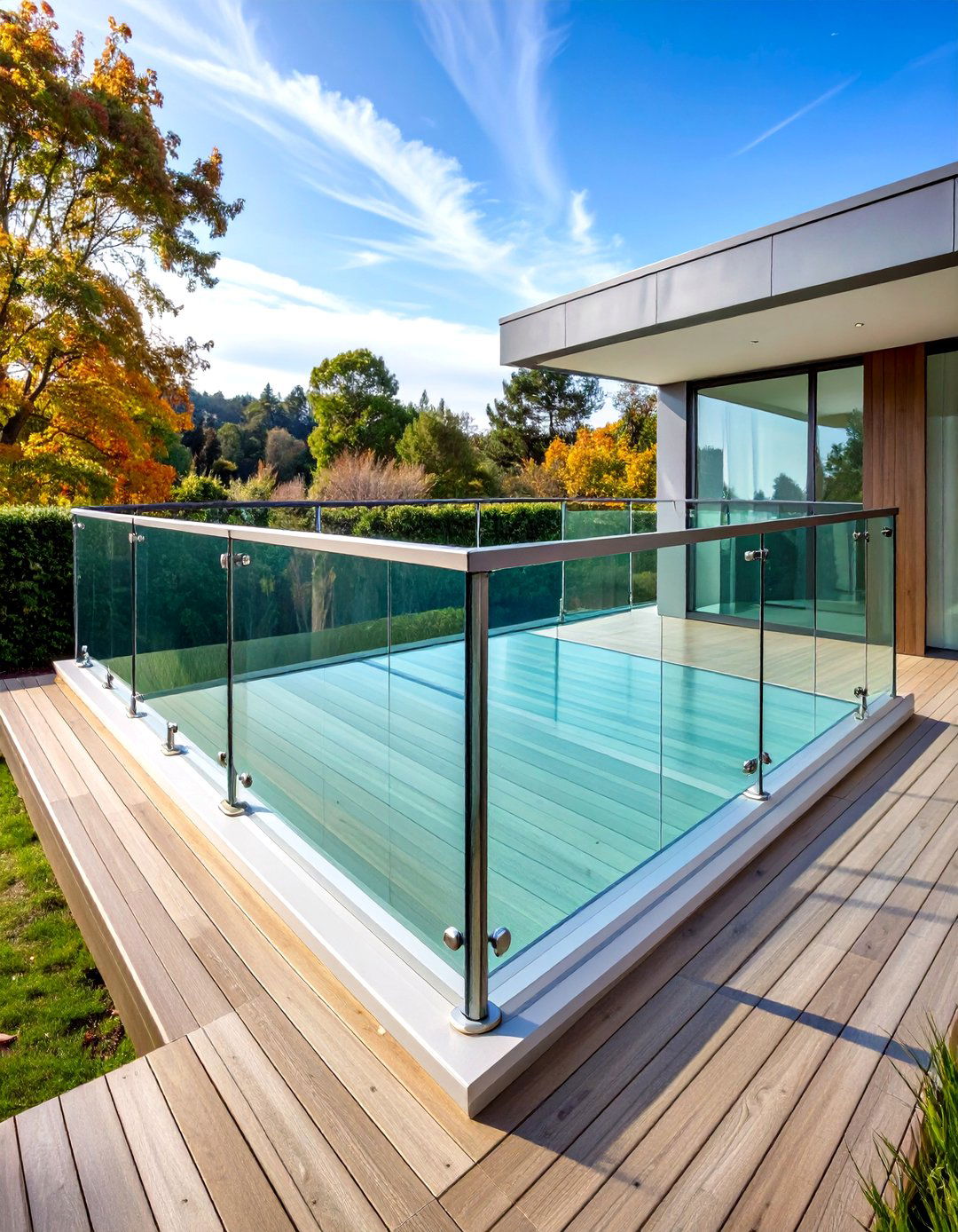Frameless Glass Panel Pool Deck Railing - 30 pool deck railing ideas