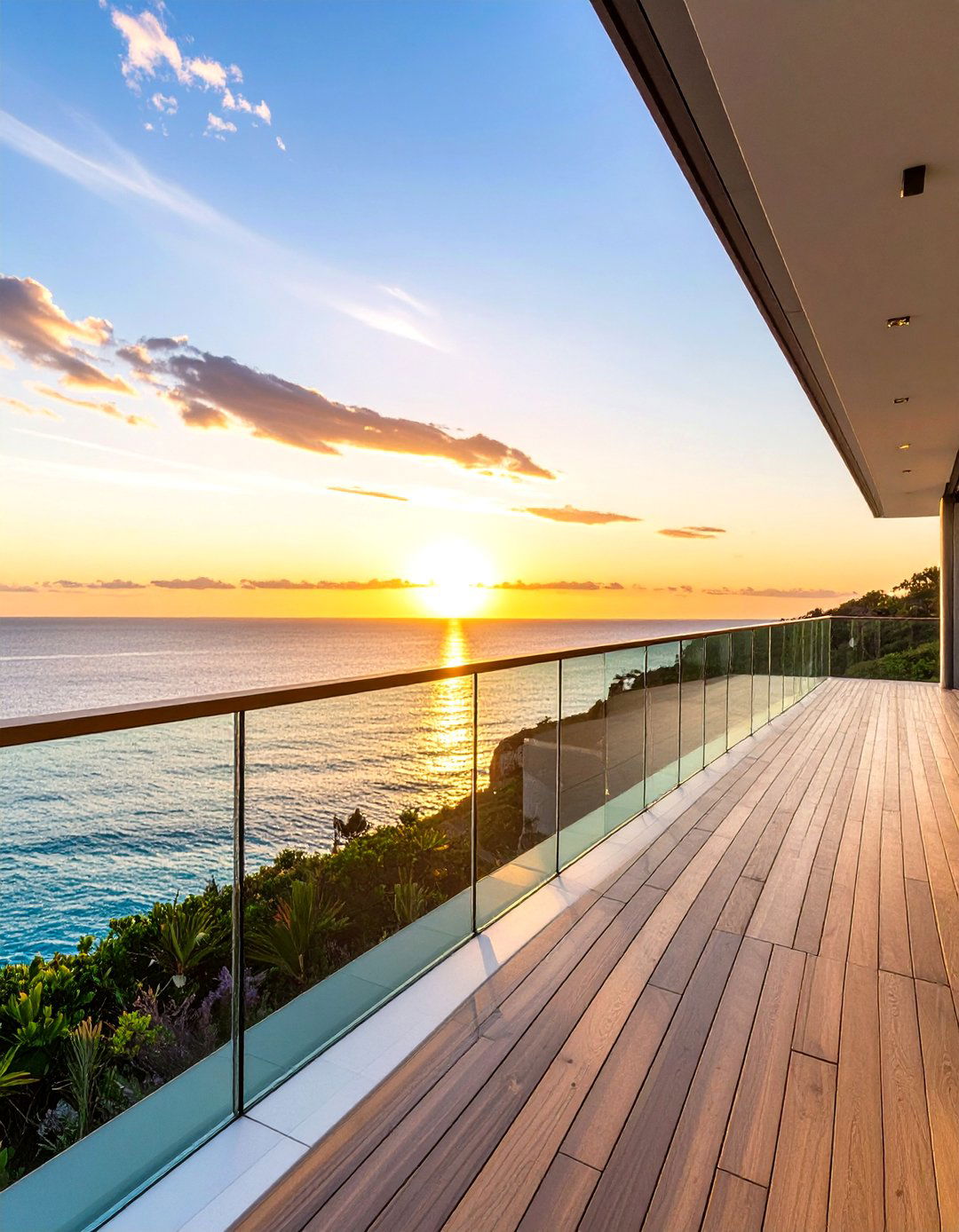 Frameless Glass Panel Railing - 30 modern horizontal deck railing ideas
