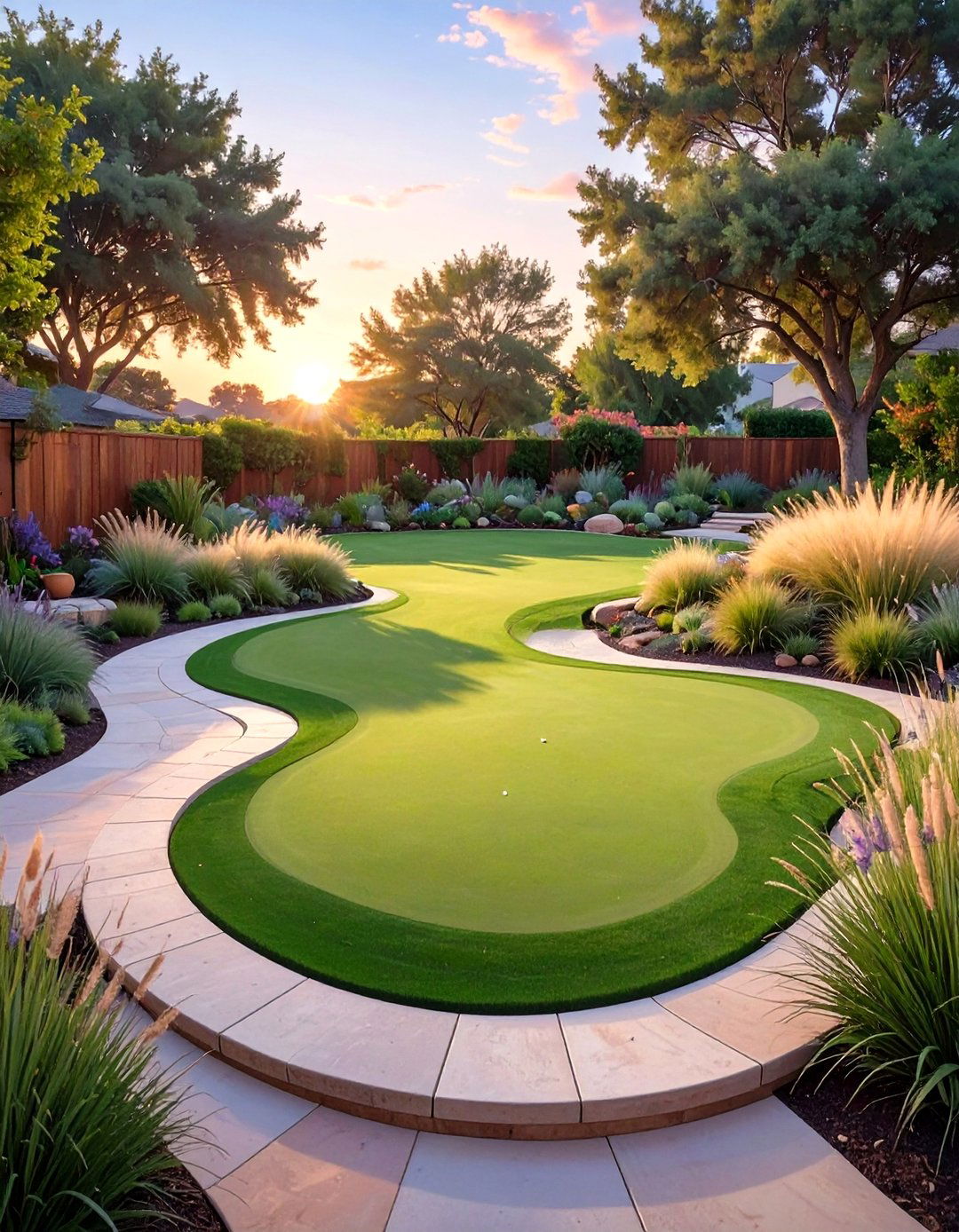 Freeform Organic Small Backyard Putting Green - 30 small backyard putting green ideas