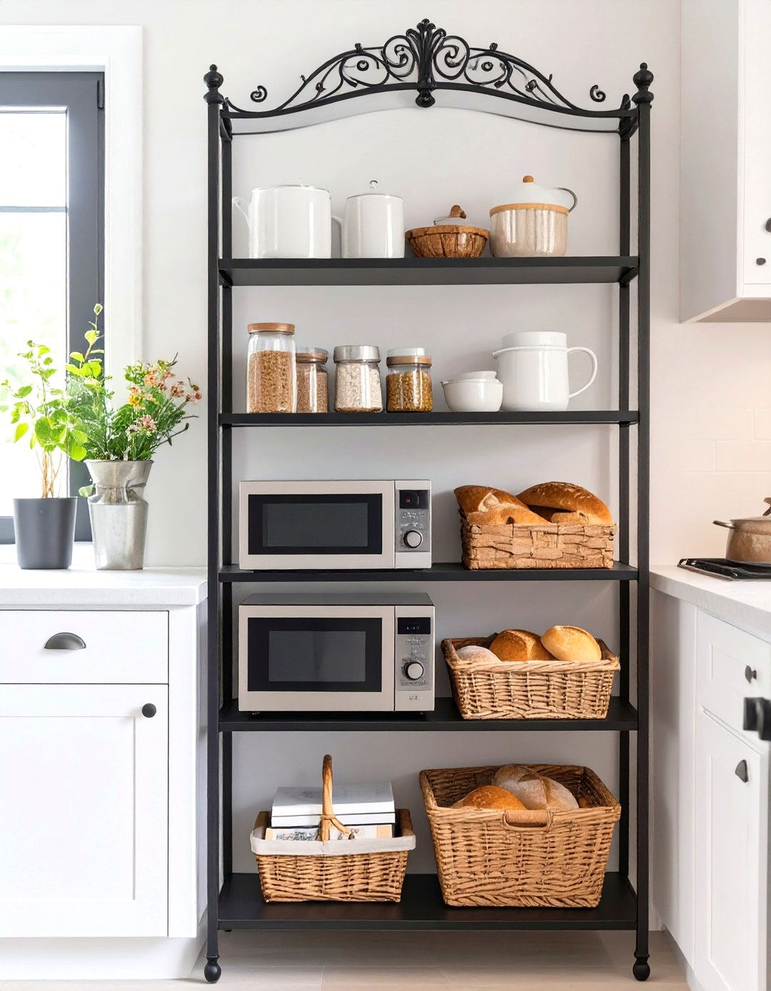 Freestanding Bakers Rack Pantry - 30 small kitchen pantry ideas