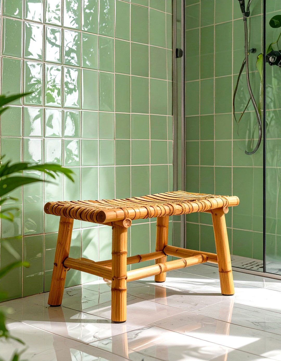 Freestanding Bamboo Shower Stool - 30 shower bench ideas