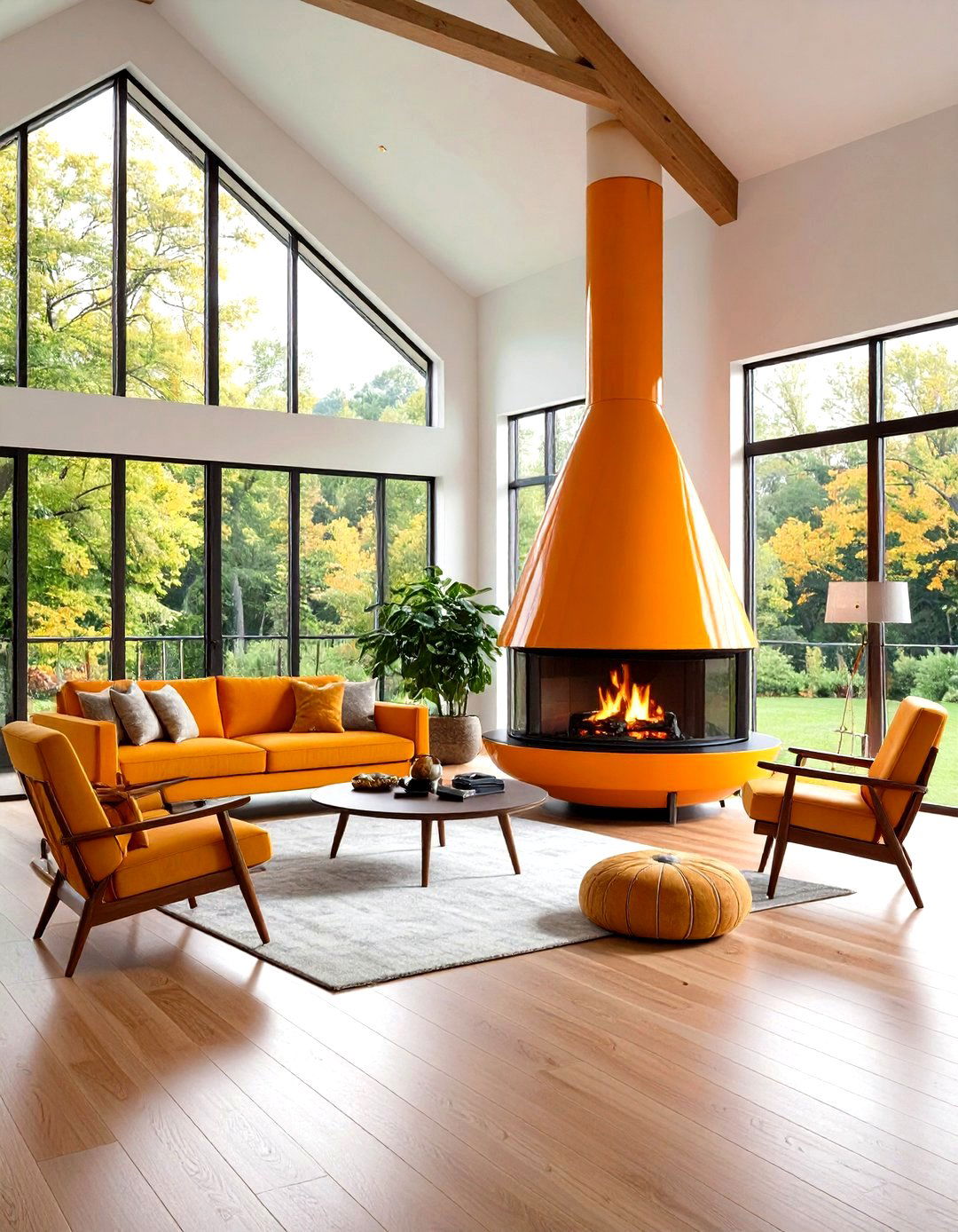 Freestanding Fireplaces - 30 retro interior design ideas