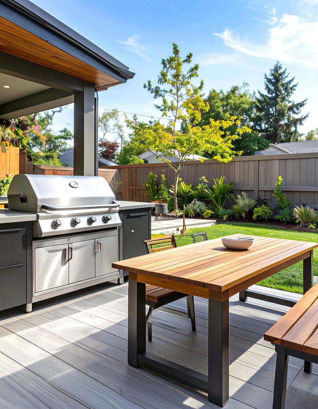 Freestanding Grill and Table Setup - 30 outdoor kitchen ideas on a budget