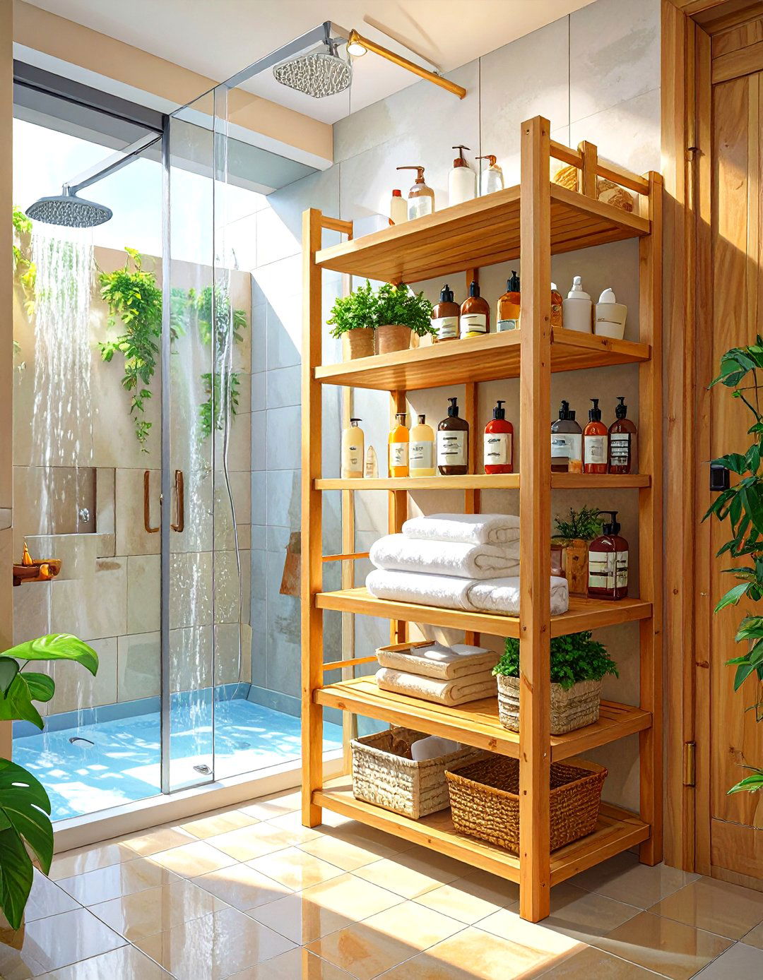 Freestanding Multi Tier Corner Shower Organizer - 30 shower organizer ideas