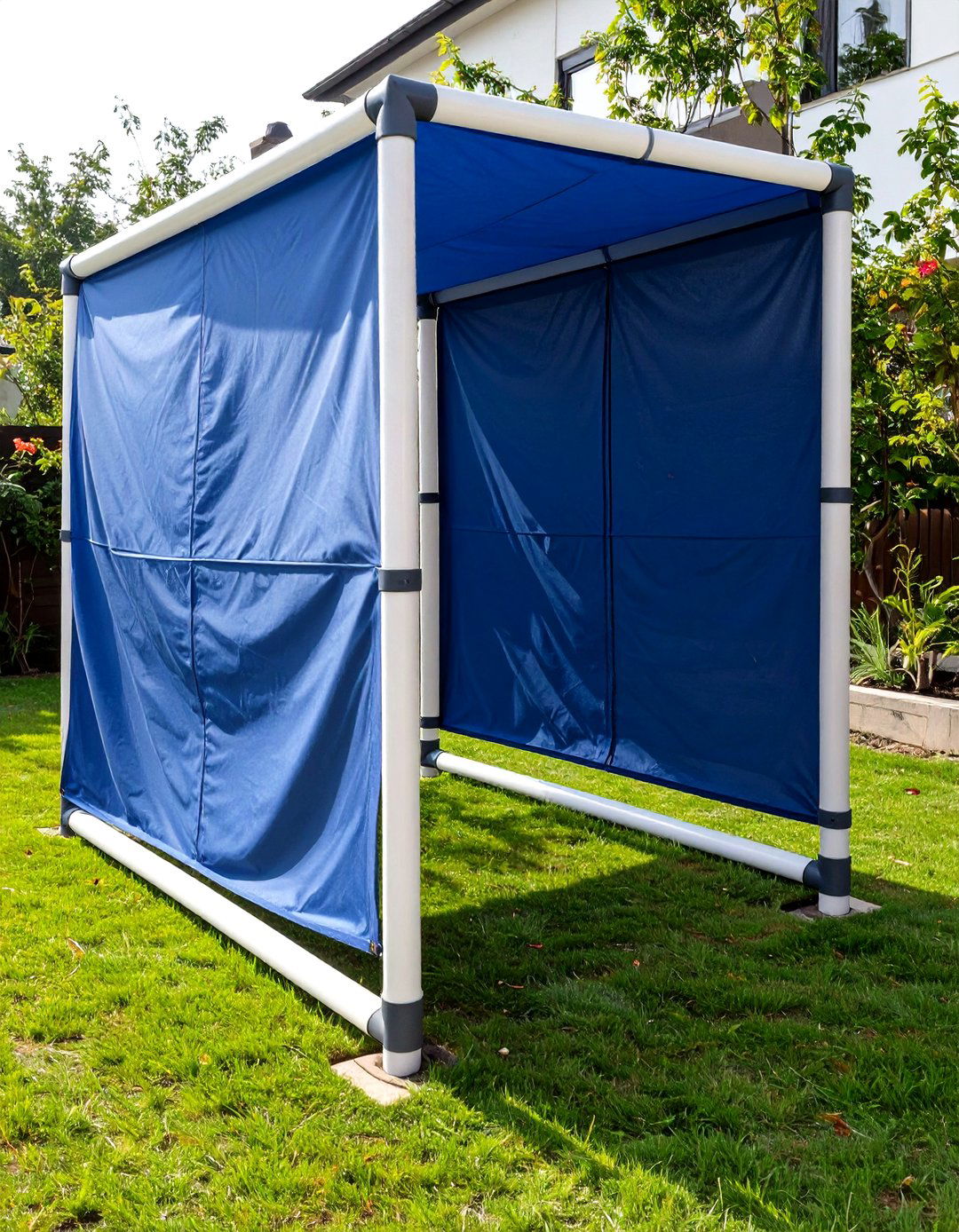 Freestanding PVC Pipe Frame with Fabric - 30 cheap patio cover ideas