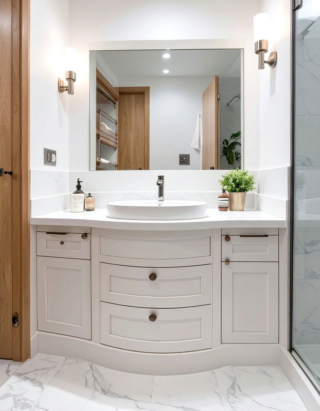 Freestanding Pedestal Sink with Storage - 30 bathroom cabinet ideas