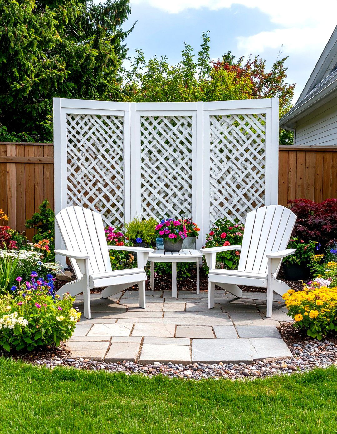 Freestanding Privacy Screen with Lattice Panels - 30 patio shade ideas on a budget