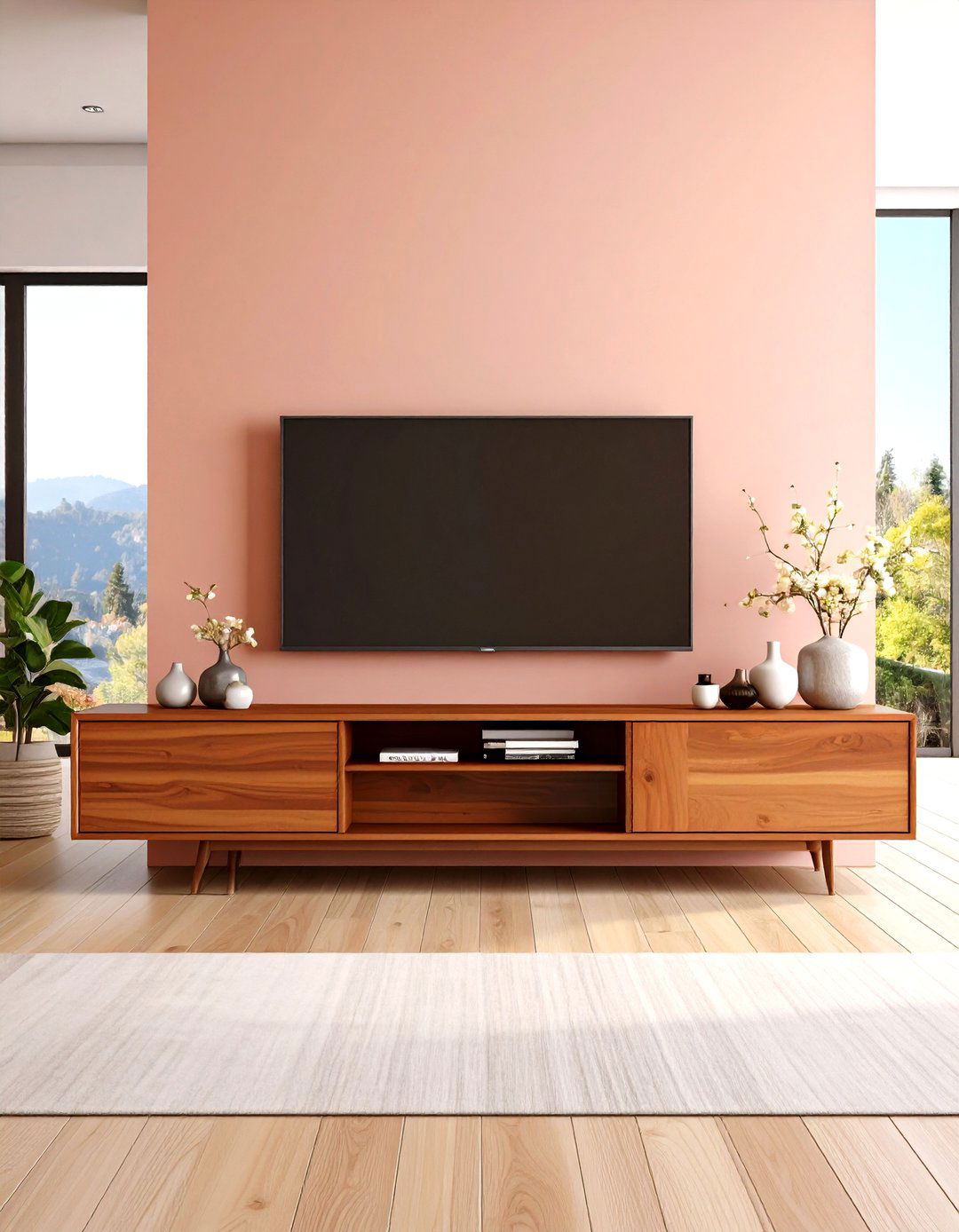 Freestanding Swivel Living Room TV Stand - 30 living room entertainment center ideas