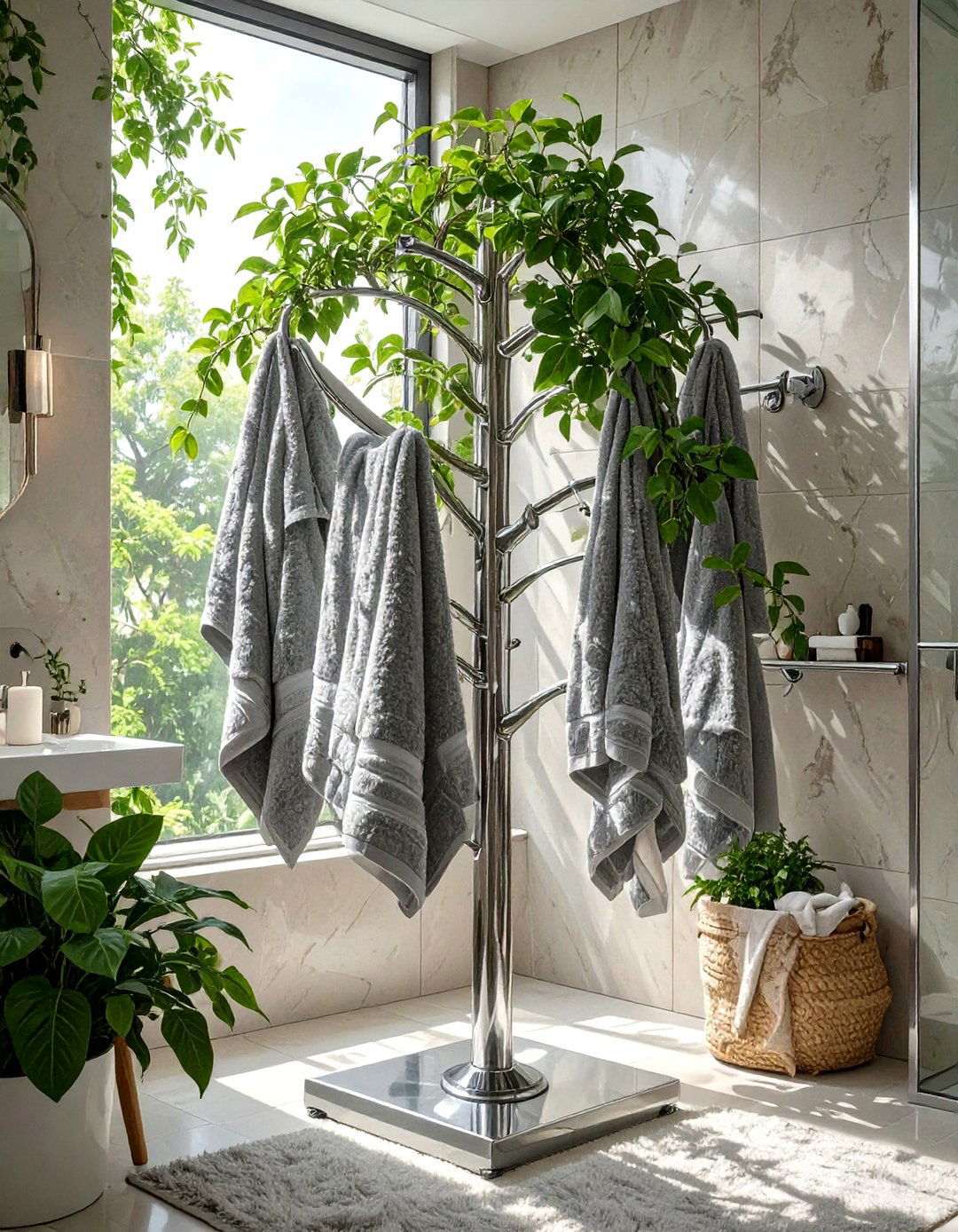 Freestanding Towel Tree - 30 bathroom towel rack ideas