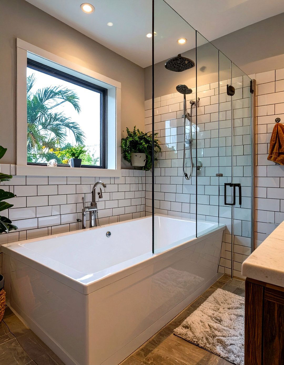 Freestanding Tub Against a Feature Tile Wall - 30 tub in shower design ideas
