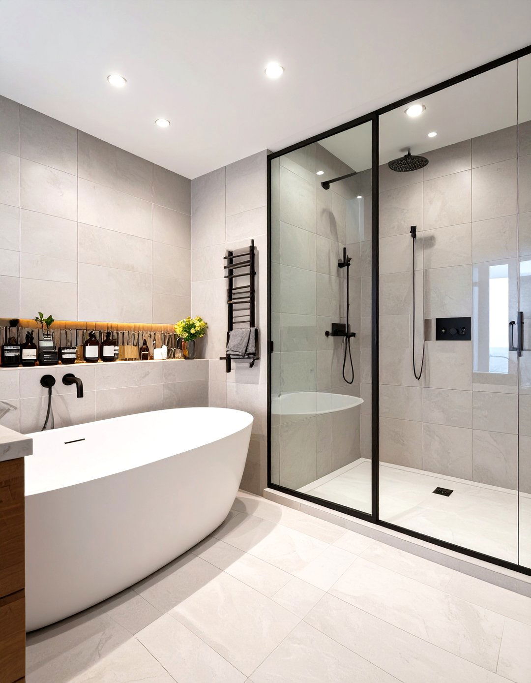 Freestanding Tub and Shower Combination - 30 corner shower ideas