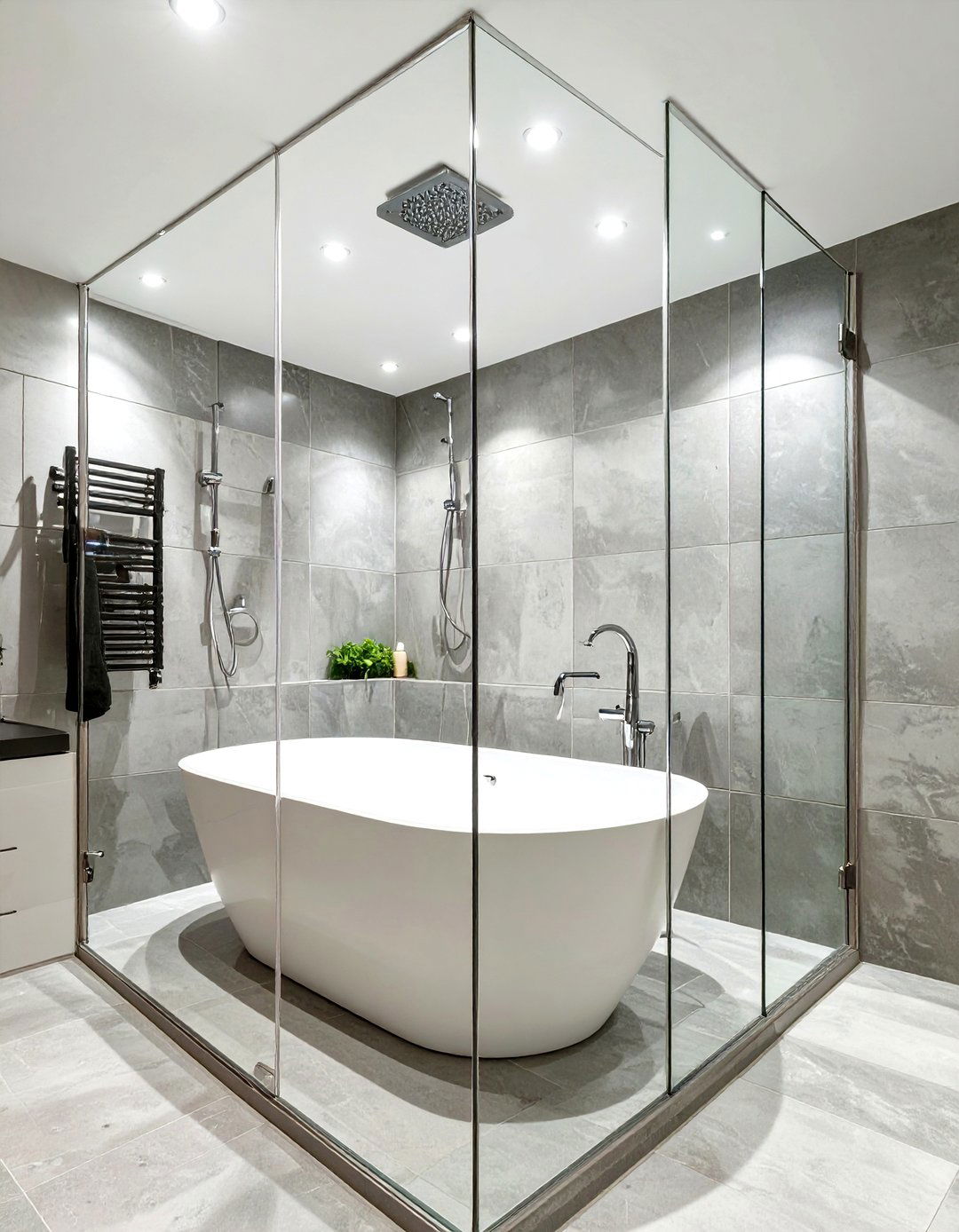 Freestanding Tub in a Glass Enclosed Shower - 30 tub in shower bathroom ideas