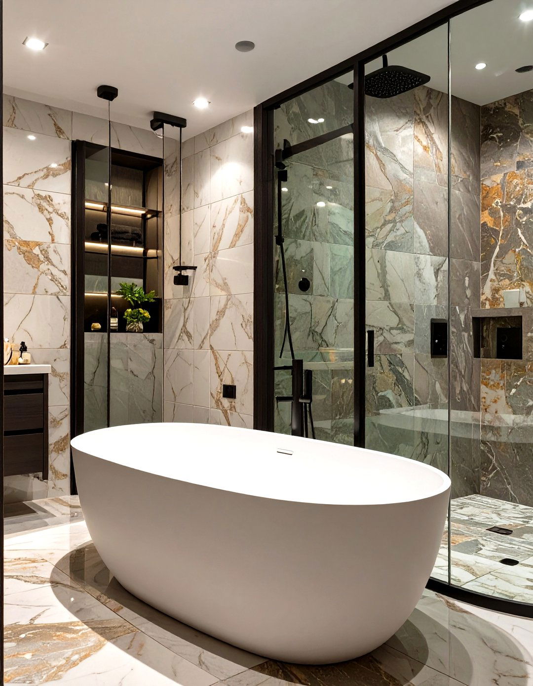 Freestanding Tub with a Separate Glass Shower - 30 shower tub designs