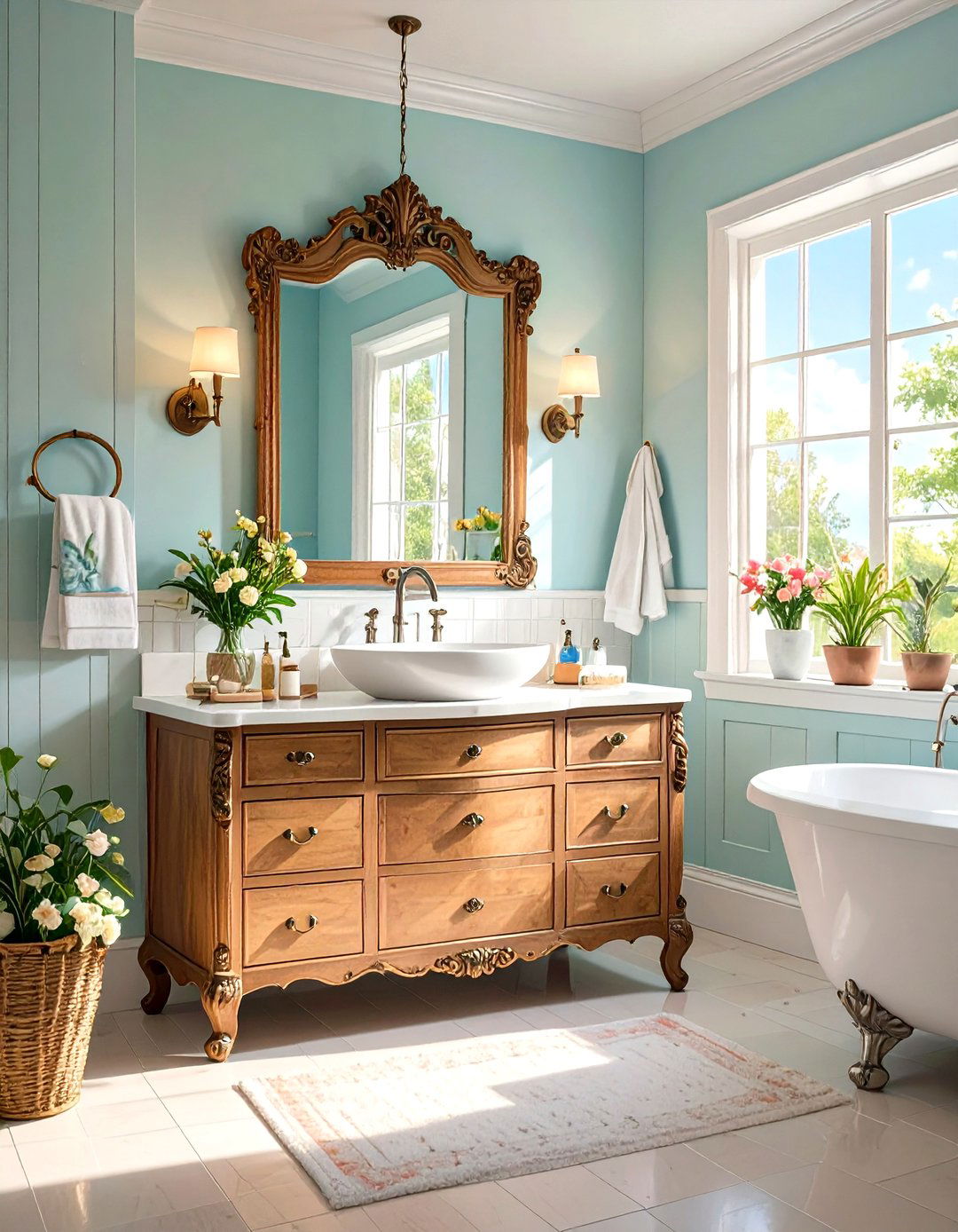 Freestanding Vanity Bathroom - 30 farmhouse bathroom ideas