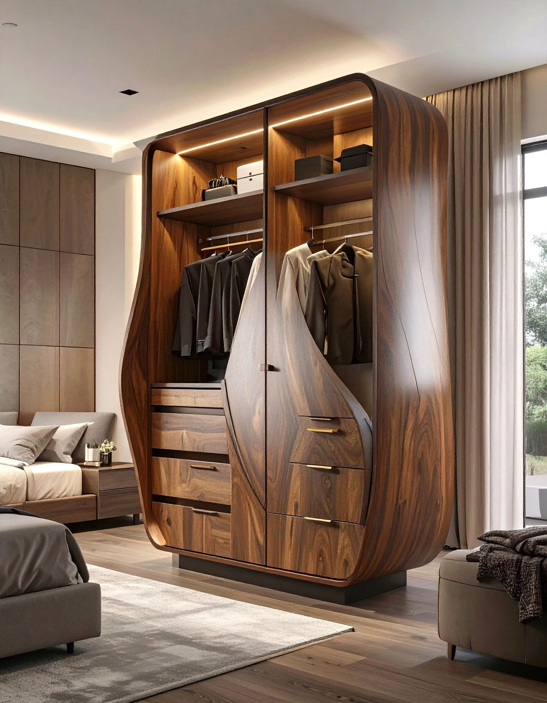 Freestanding Wardrobe with a Sculptural Form - 30 modern wardrobe design ideas