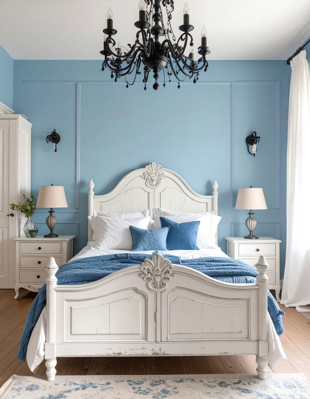 French Country Cornflower Blue Bedroom - 30 blue bedroom ideas