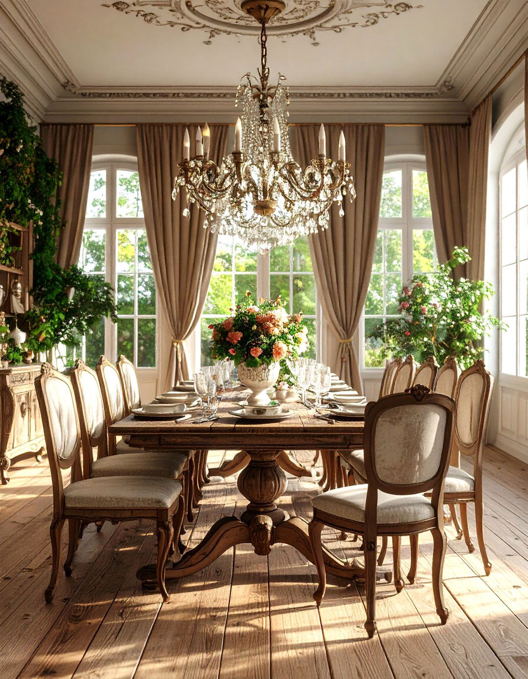 French Country Dining Room - 30 3d rendering interior design ideas