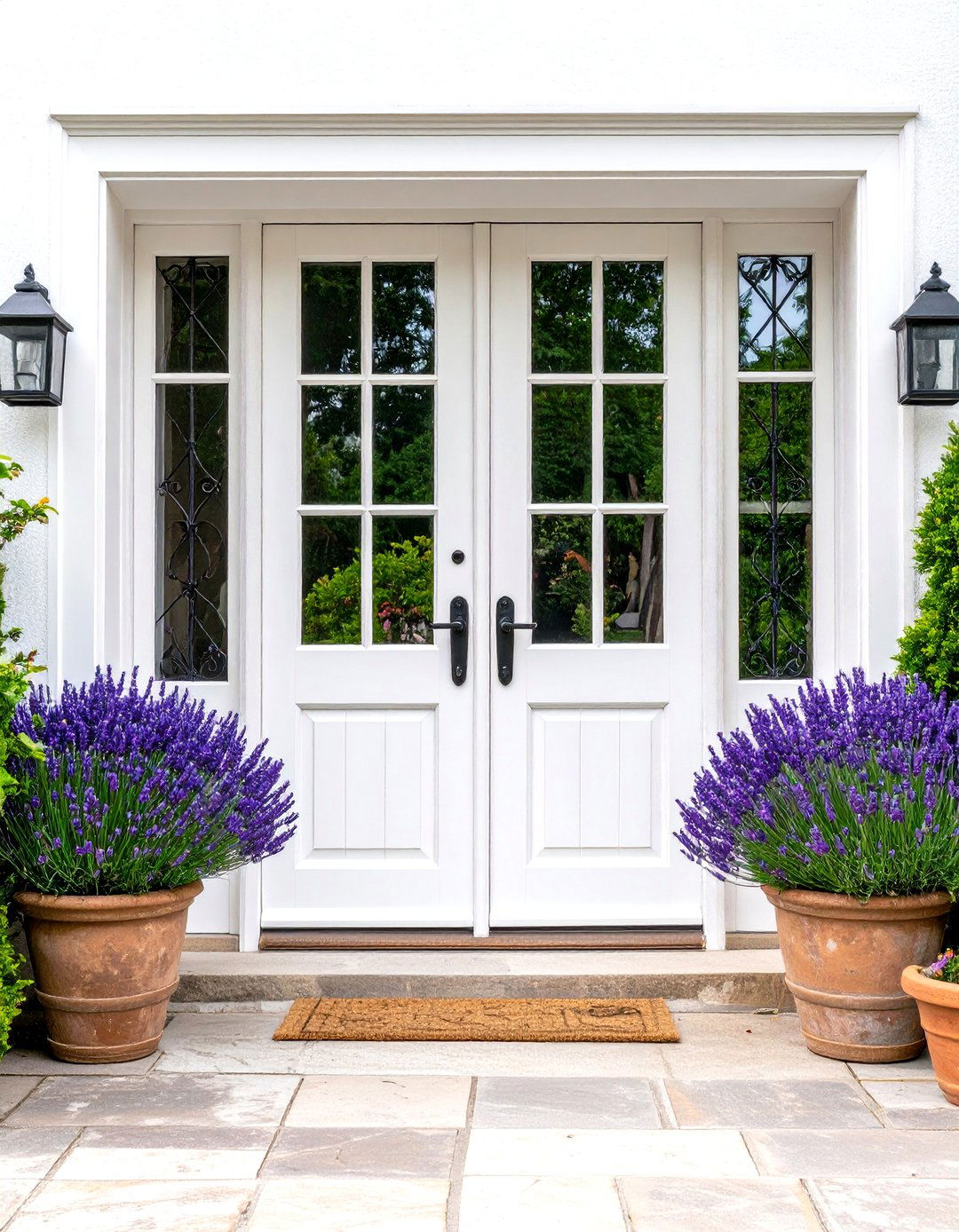 French Country Double Doors with Creamy Finish - 30 entryway front door ideas